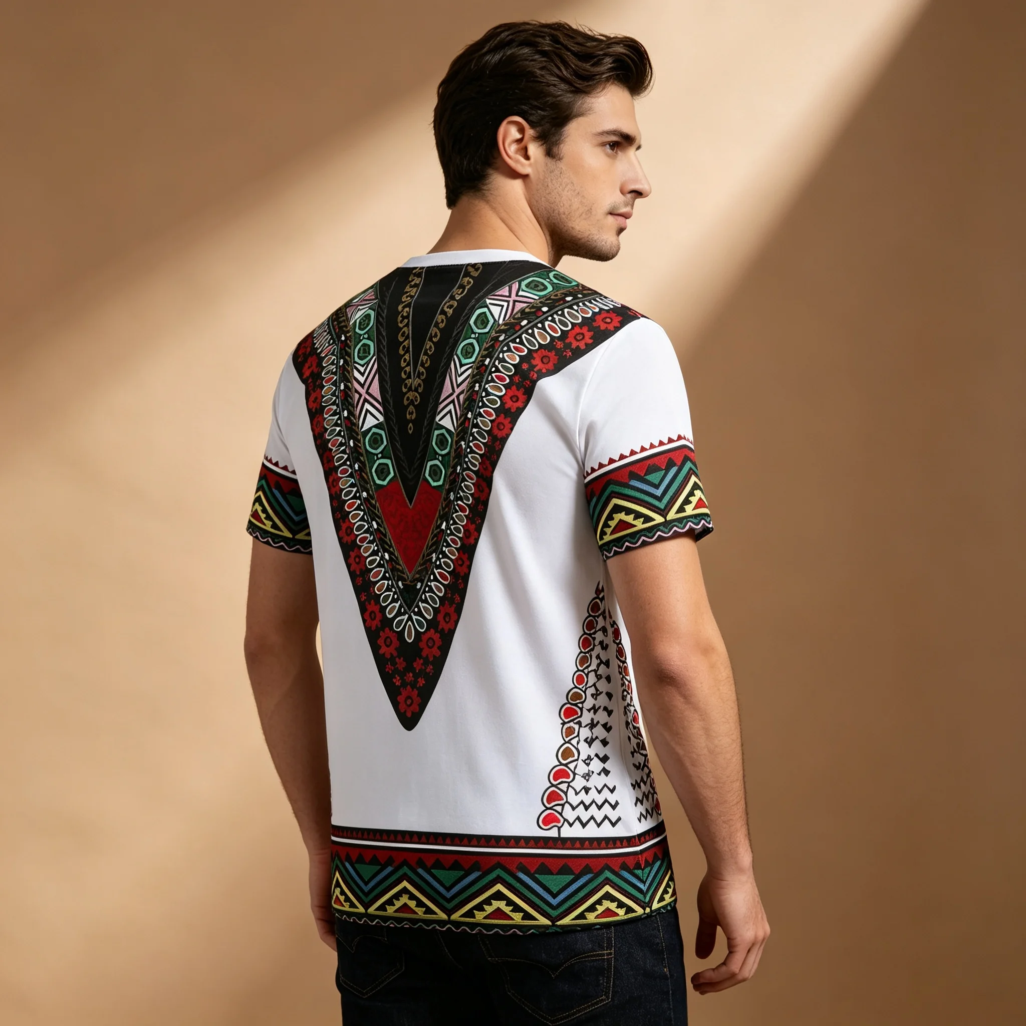 Herren Gothic Tribal Cross Print Kompressions-T-Shirt Schnelltrocknend Fitness Gym Kurzarm Dunkler Punk Streetwear Muskel-T-Shirt – Detail 2