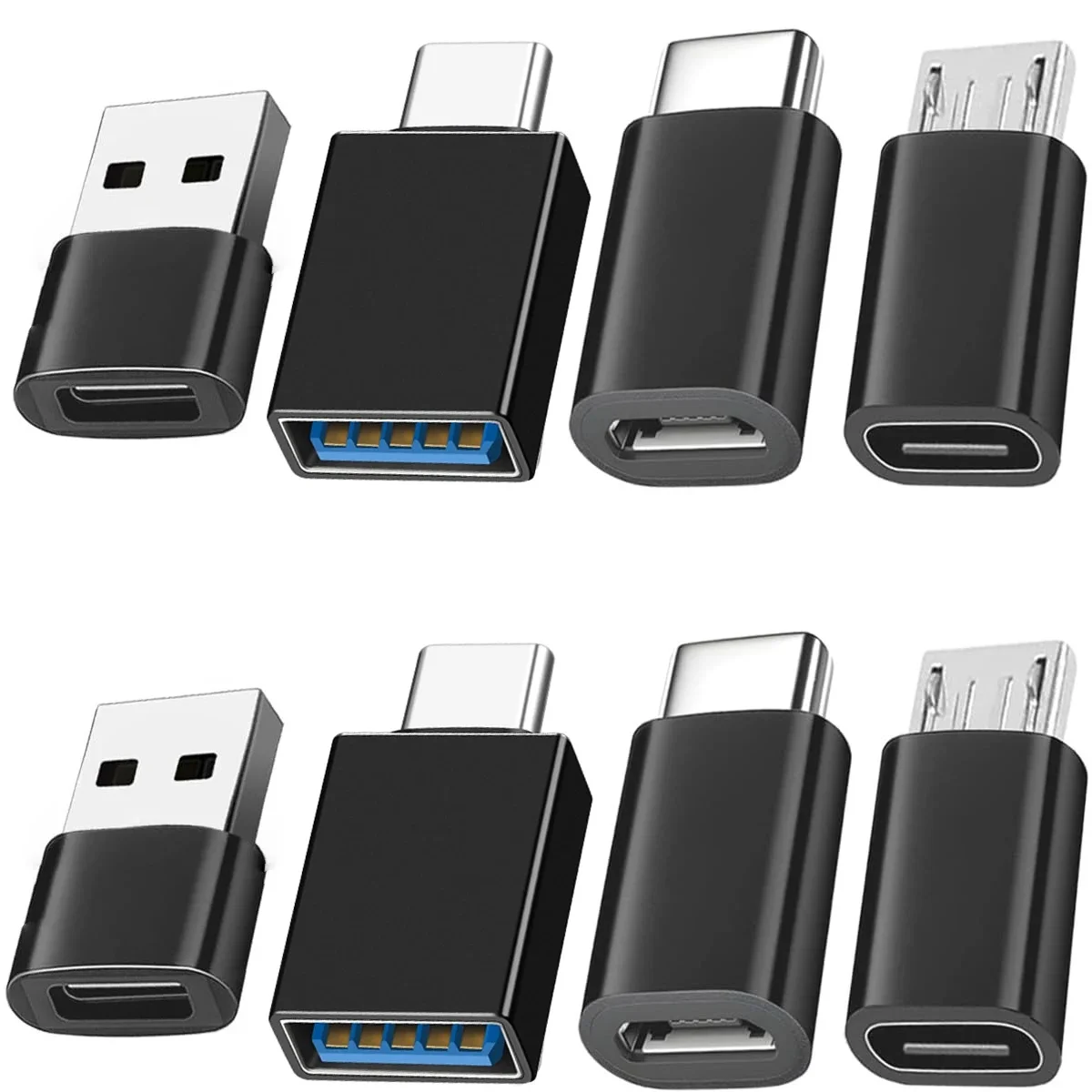 8 szt. Adapter USB na USB C, Adapter USB Typ C Żeński na USB, Konwerter Micro USB na USB C Żeński Męski, do Laptopa Samochodu — 2