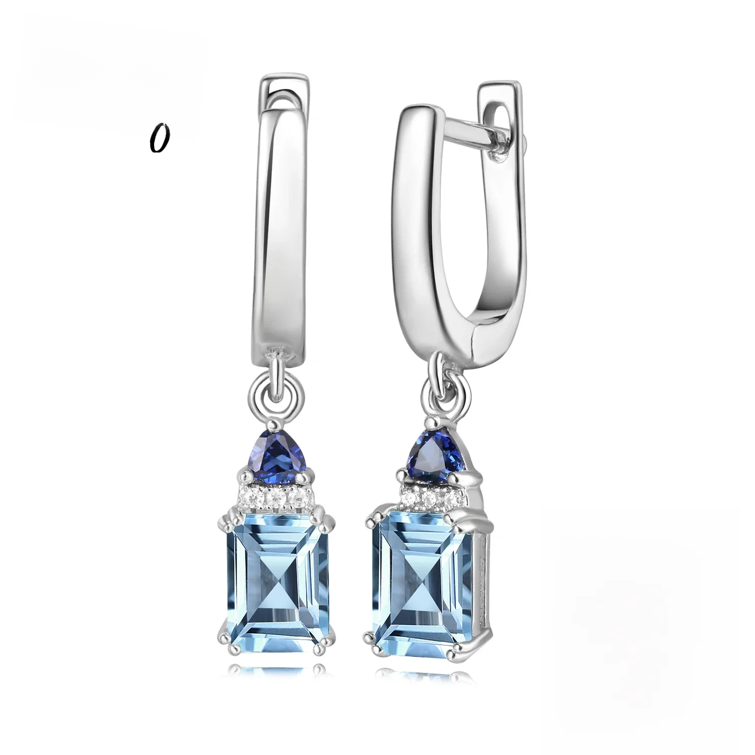 Potiy total 2,5 ct Smaragds chliff natürlichen himmelblauen Topas baumeln Tropfen Ohrringe Sterling