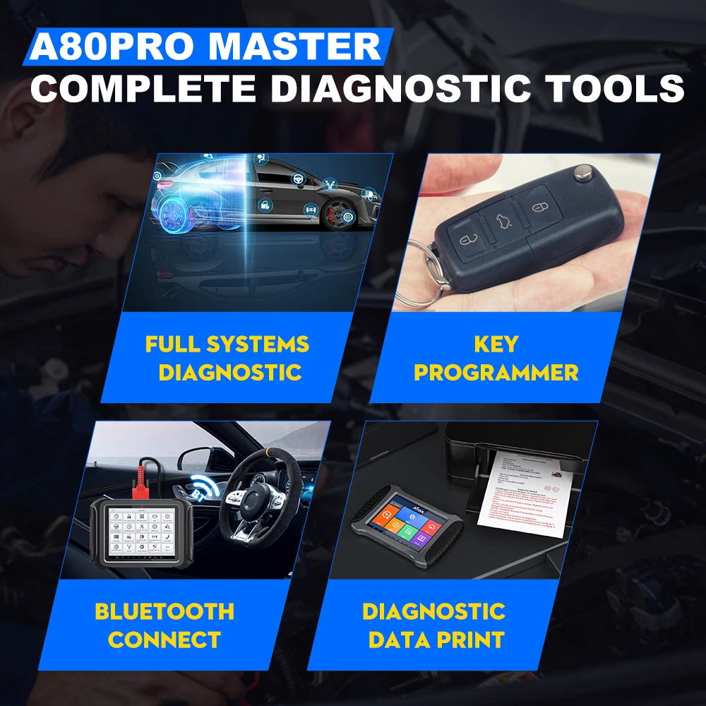 XTOOL A80 pro Master OBD2 Diagnostic tools J2534 ECU Programmer ECU Coding Key Programmer All Systems 30+ services Free update