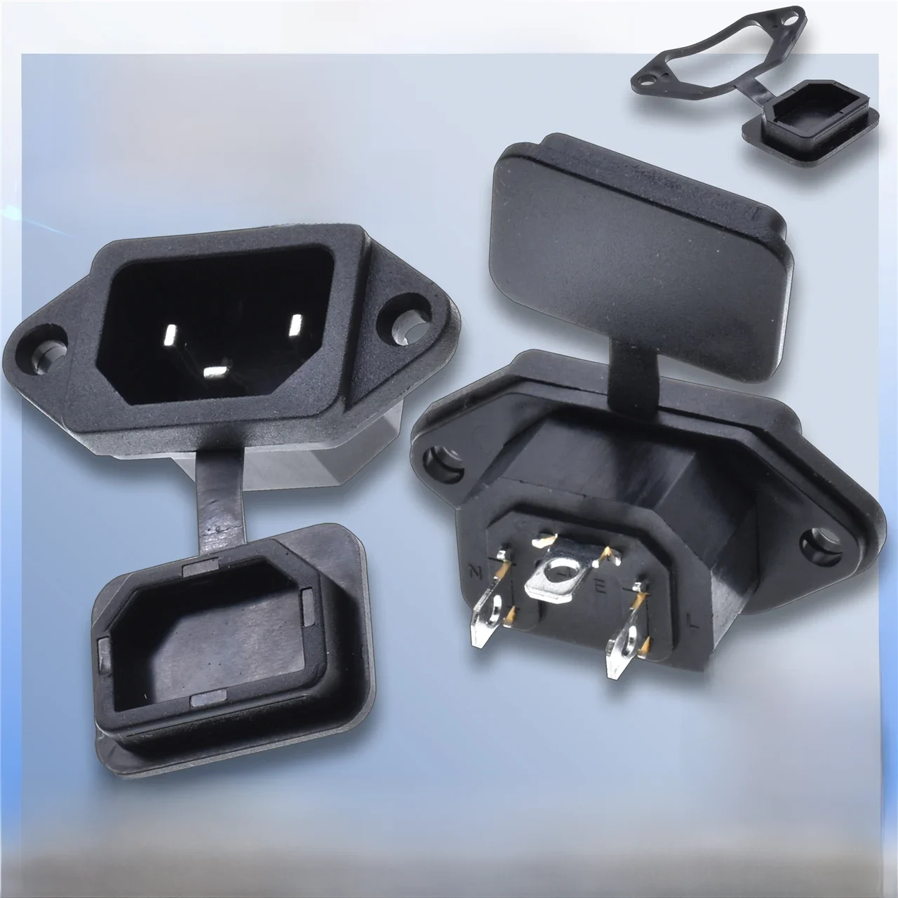 Connecteur de prise IEC320 C14, 3 broches 10a AC, prise de courant montée sur panneau électrique avec couvercle en PVC étanche pour voiture, moto, remorque