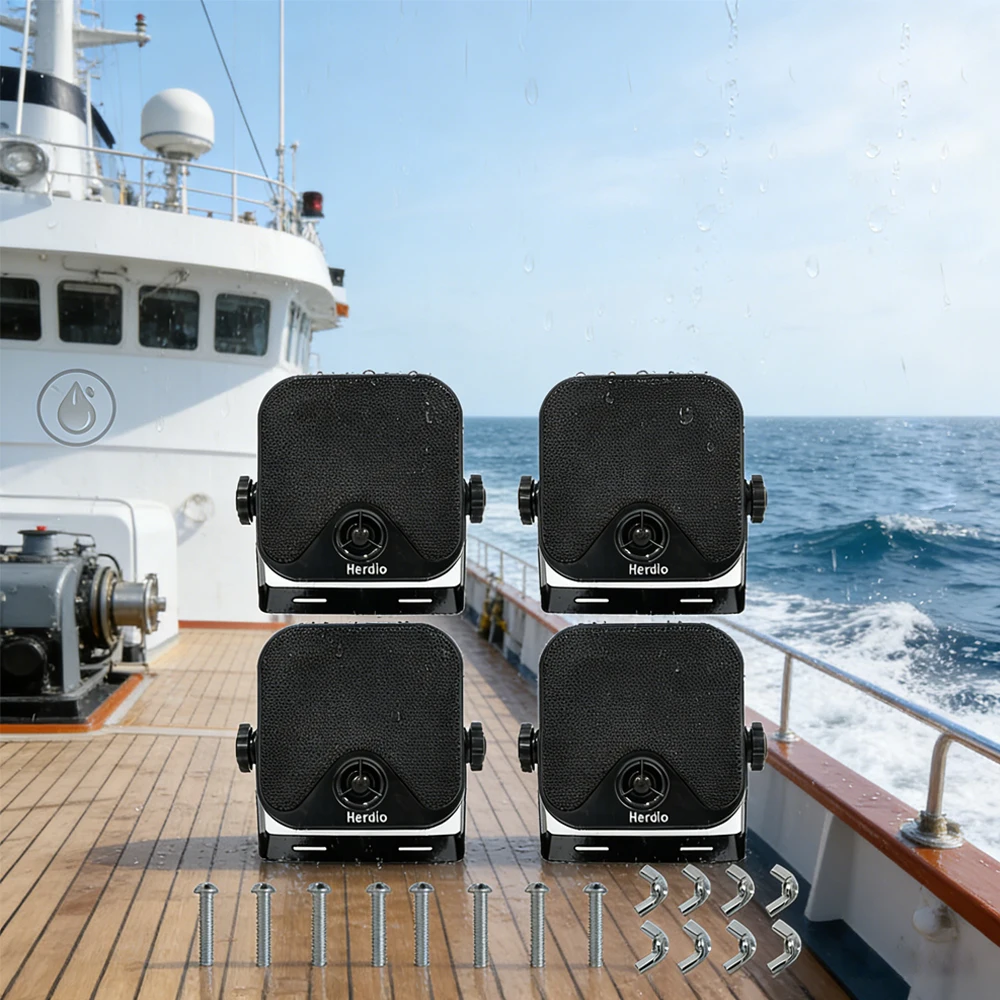 Herdio 4 Inch Marine Speaker Heavy Duty Waterproof Boat Outdoor Speakers Surface Mounted for Skid Steer ATV UTV RZR Golf Cart
