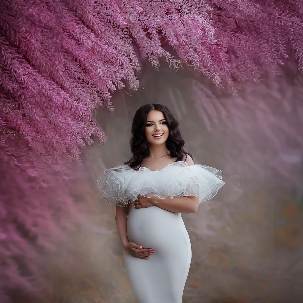 Maternity Photography Props Baby Shower Long Dresses Pregnancy Photo Shoot Dress Comfortable Stretch Cloth Pregnant Women Dress