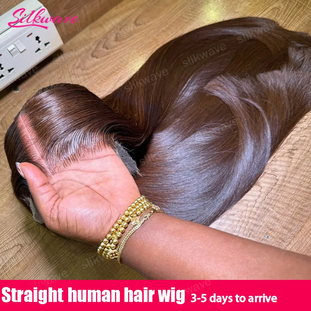 

38 Inch Chocolate Brown Straight Human Hair Wig 13X4 HD Lace Front Human Hair Wig Straight Human Hair Wigs Baby Hair For Women