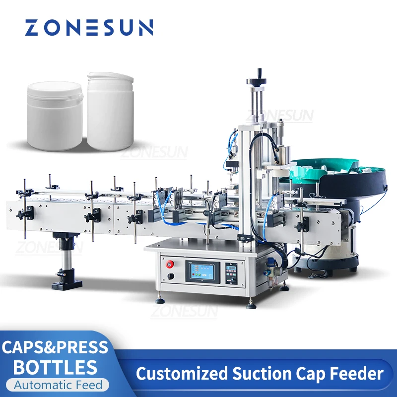 ZONESUN Chewing Gum Tear Off Flip Top Cap Sealing Machine With Cap Feeder Unscrambler Sucker Tabletop ZS-XG1870G