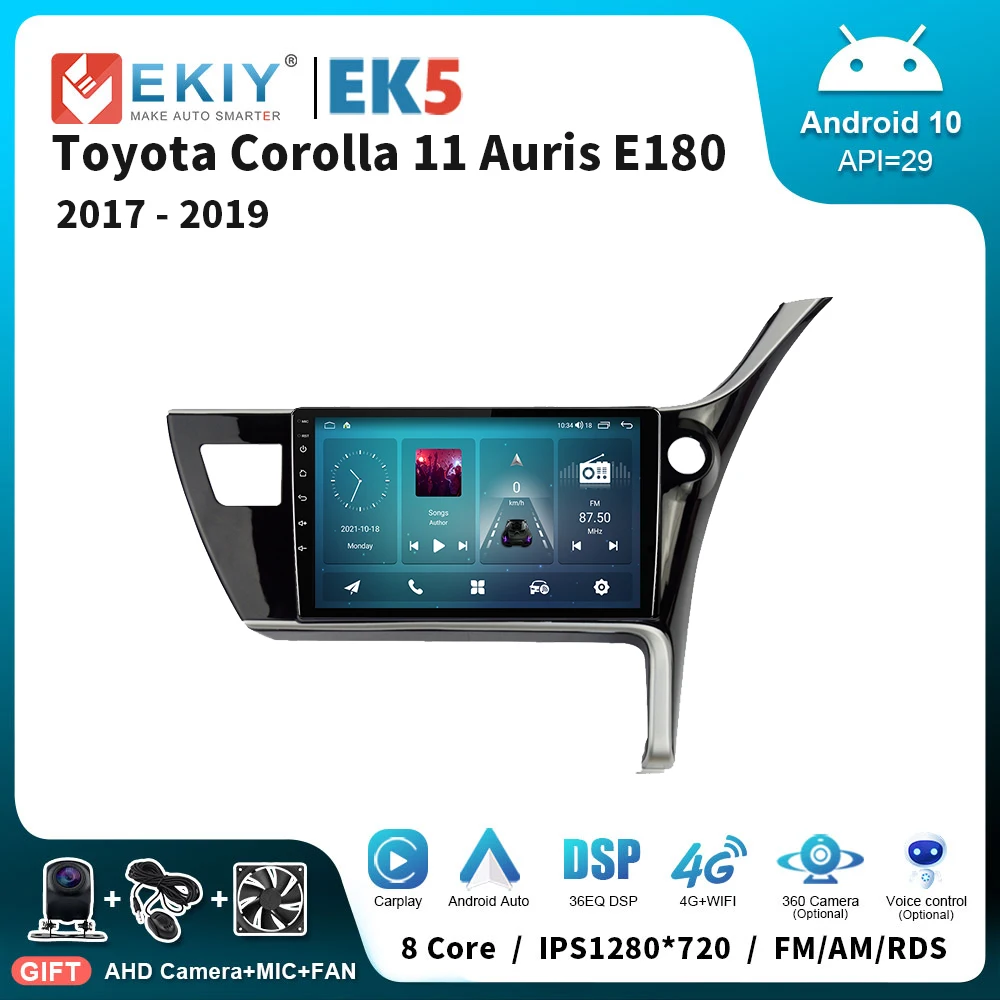 

EKIY EK5 Android 10 Auto Car Radio For Toyota Corolla 11 Auris E180 2017-2019 RHD Bluetooth Carplay GPS Navigation Head Unit DSP