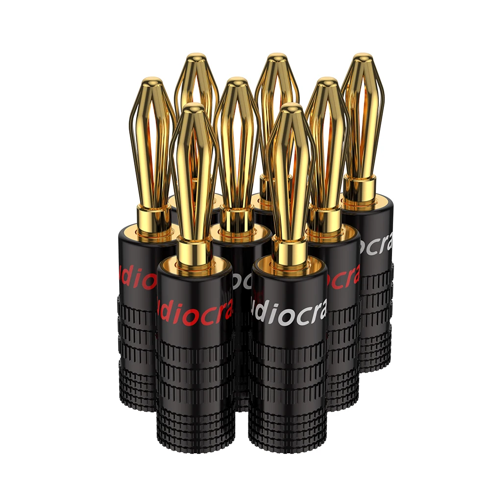8PCS Audiocrast Closed Screw 24K Gold Plated Banana Plug Speaker Connector for HIFI Speaker Wire Wall Plate Audio Amplifier