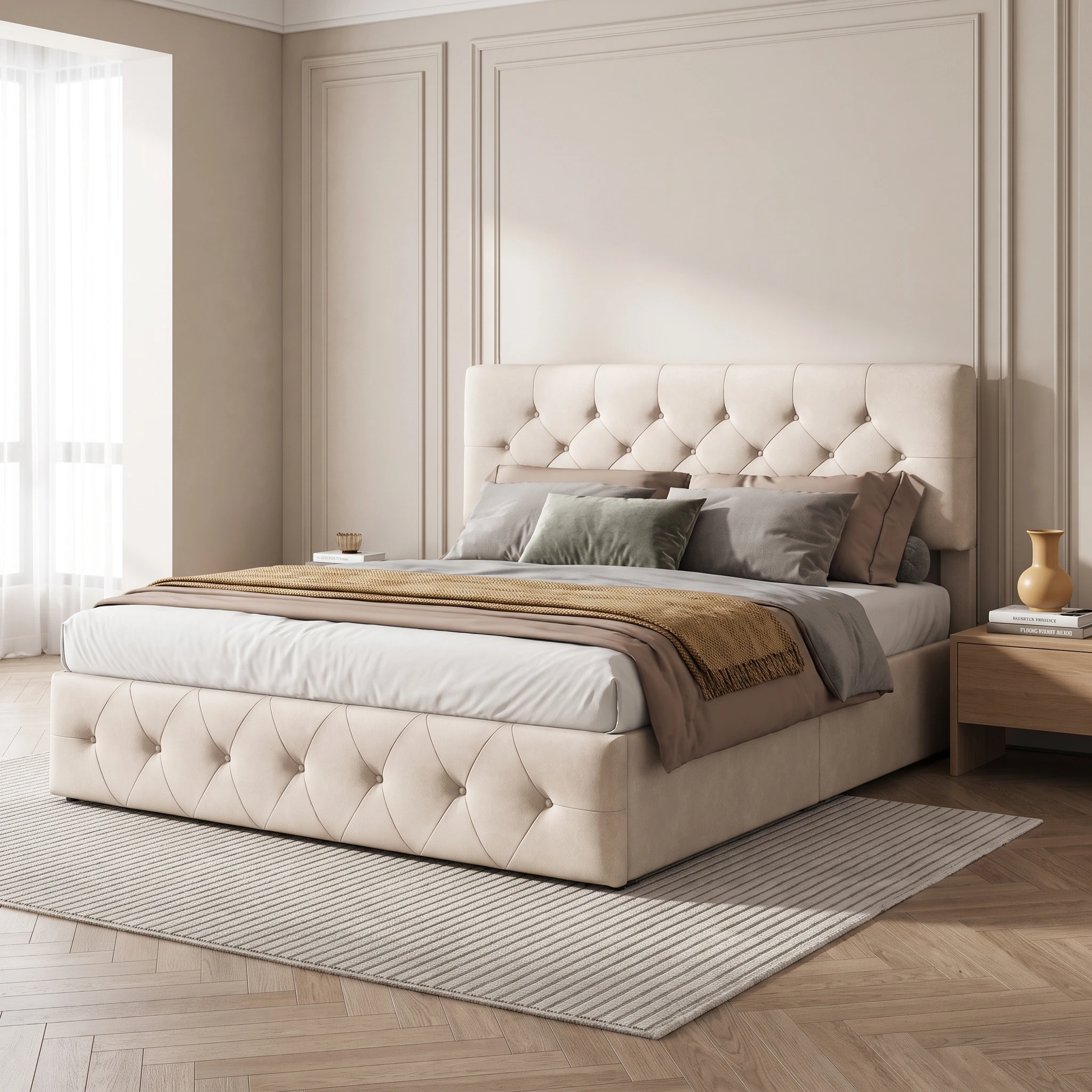 Polsterbett mit Stauraum, Doppelbett mit Bettkasten, Jugendbett Hydraulisch Boxspringbett mit Kopfteil, Stauraumbett Bettgestell mit Lattenrost, Samt, Ohne Matratze, Aprikose