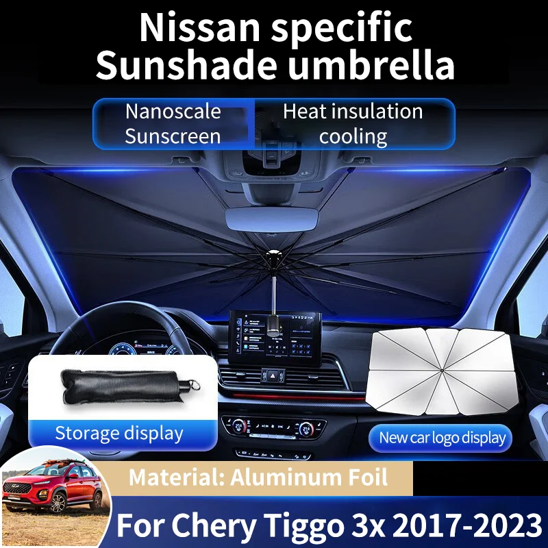 

for Chery Tiggo 3x 2 MVM X22 Pro 2017~2023 Car Sunshade Umbrella Parasol Summer Sun Interior Windshield Protection Accessories