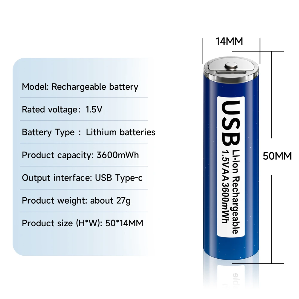 PALO 100% pojemność 1.5V AA USB akumulator litowo-jonowy AA 3600mWh + USB 1.5V AAA akumulator litowy AAA 1110mWh