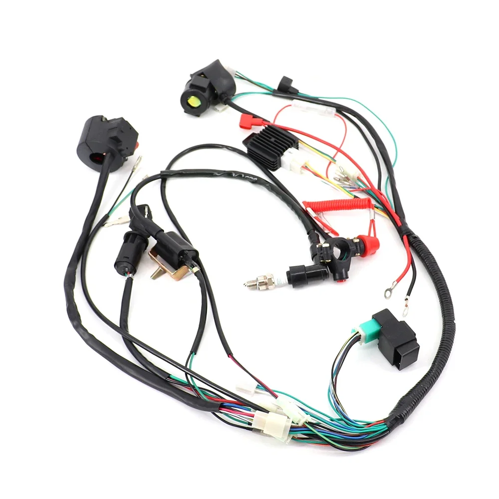 AliExpress HTBCCHB Motorcycle CDI Wiring Harness Loom Solenoid Ignition Coil Rectifier for 50cc 110cc 125cc PIT Quad Dirt Bike ATV Motorcycle Parts