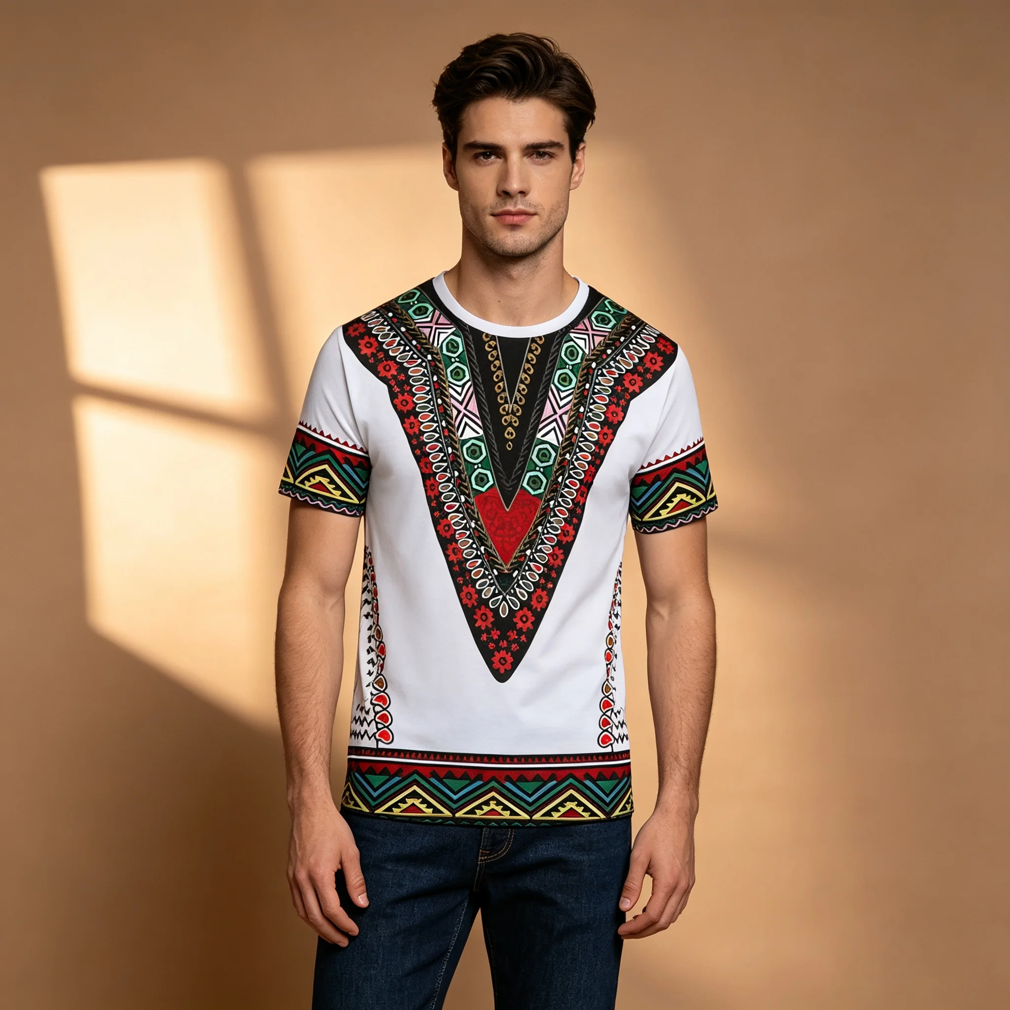 Herren Gothic Tribal Cross Print Kompressions-T-Shirt Schnelltrocknend Fitness Gym Kurzarm Dunkler Punk Streetwear Muskel-T-Shirt – Detail 7