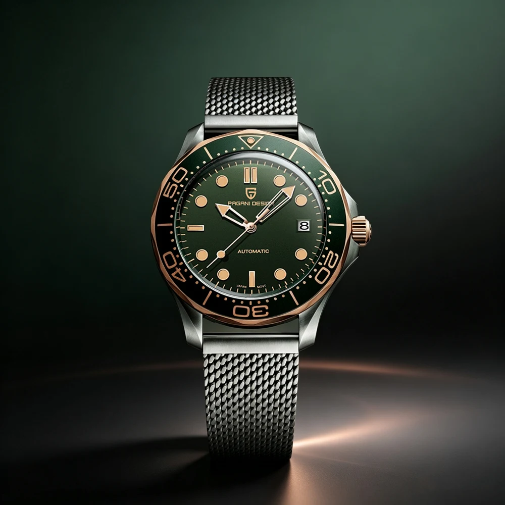 2026 Nuovo Orologio da Uomo Pagani Design 007 Orologio Meccanico di Lusso in Oro per Uomo Orologio da Polso Automatico con Vetro Zaffiro Impermeabile Sportivo Luminoso con Ghiera in Ceramica e Cassa