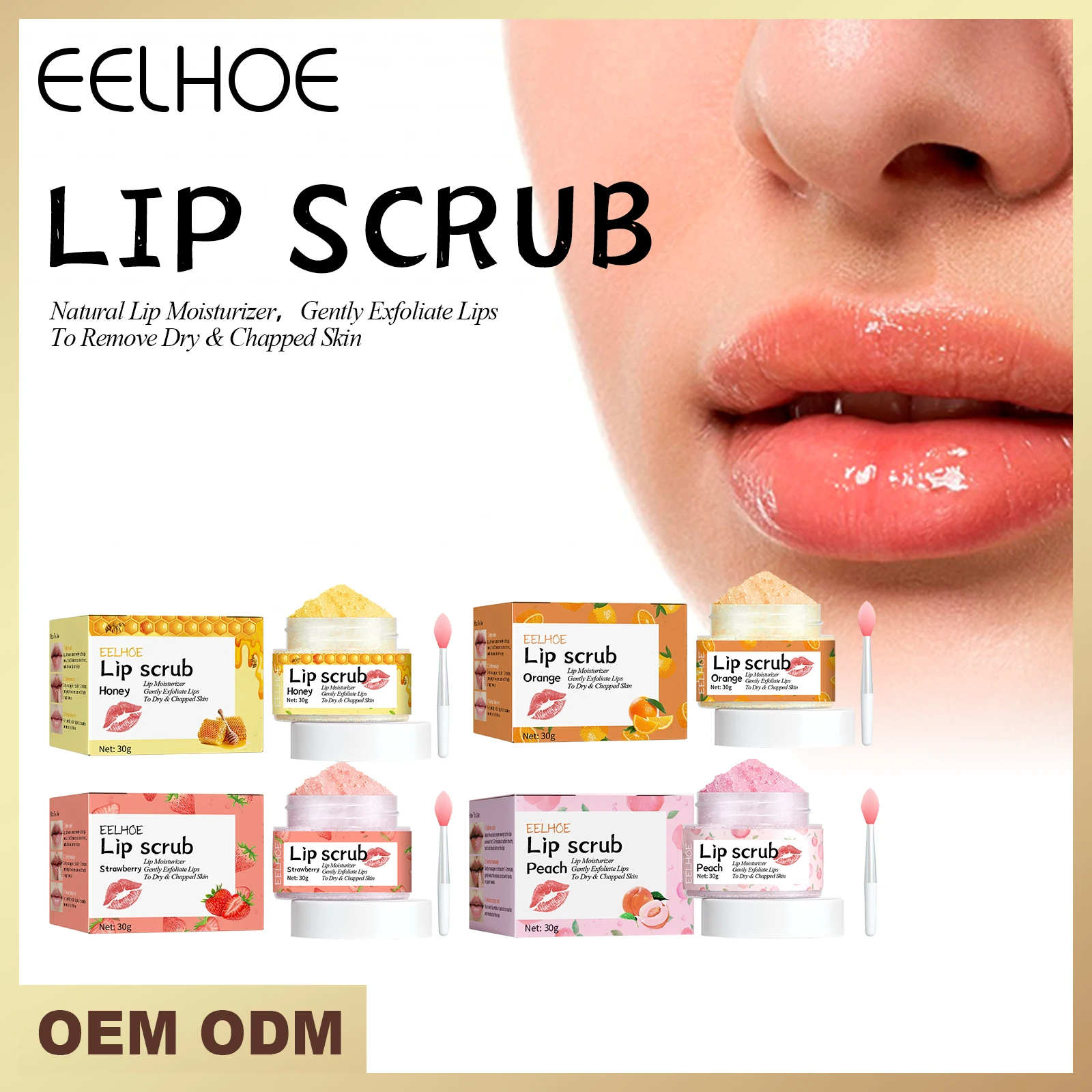 

EELHOE Peach Lip Scrub Moisturizes Lips Diminishes Skin Plant Extracts Plump Sexy Lips Reduce Cracking Peeling For All Skin Type