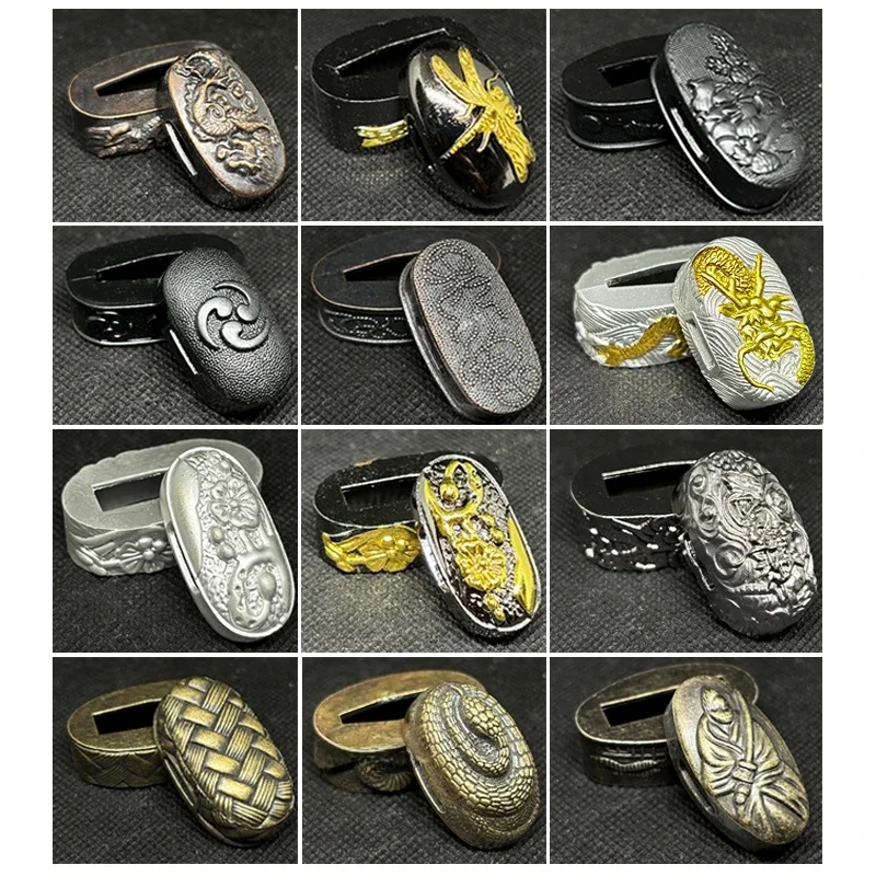 Capuchon de fesses Katana en alliage de qualité, collier de poignée Fuchi Kashira pour épée japonaise samouraï Wakizashi Katanas, raccords d'épées