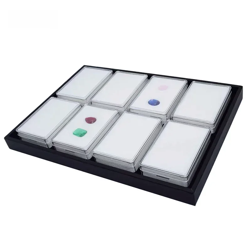 Grand vitrine transparente de pierres précieuses pour bijoux, avec pot de pierres précieuses, insertion de plateau, boîte de rangement de diamants amples, boîte d'emballage de pendentifs de boucles