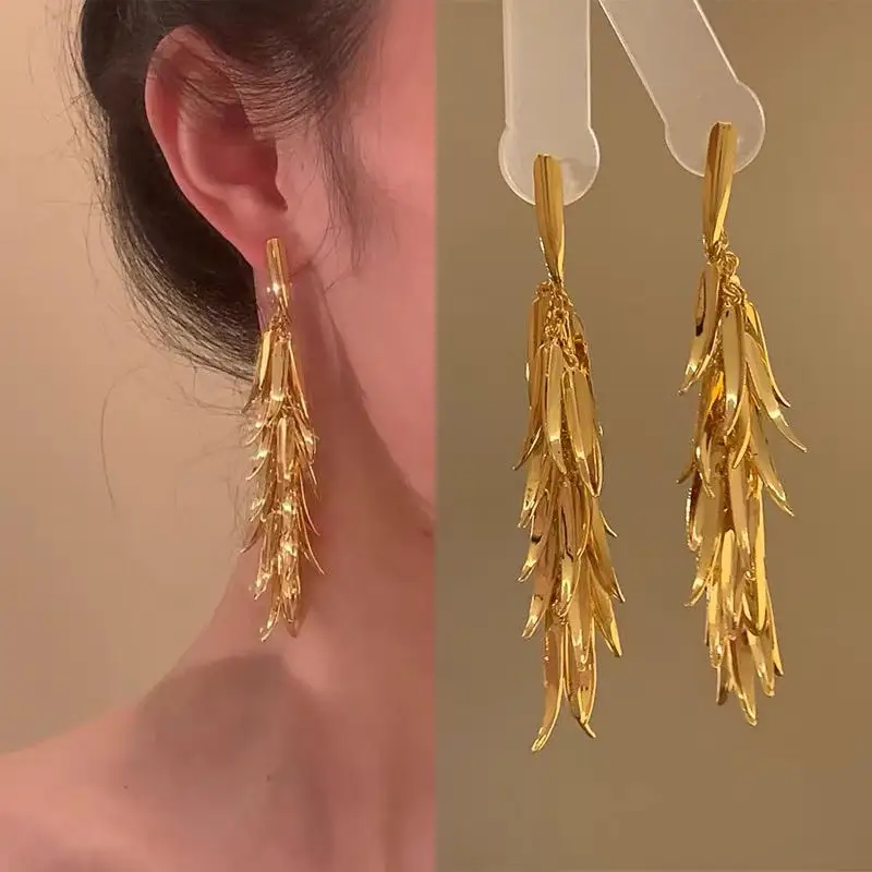 

LuxeCascade Gold Statement Drop Earrings