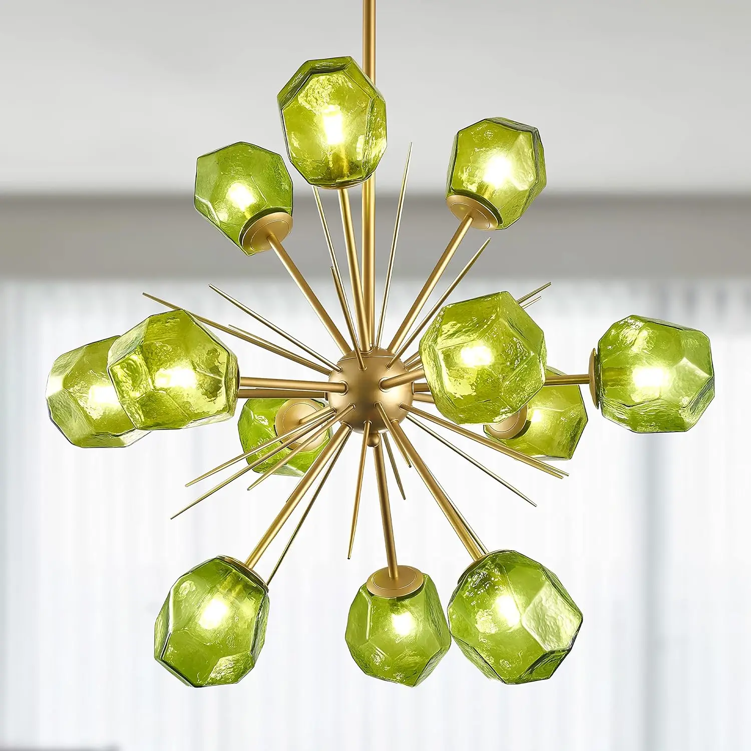 Nordic Pendant Lights Olive Green Gold Hanging Lamp Cafe Decor Lighting LED Chandelier Light Living Room Kitchen Dining Room