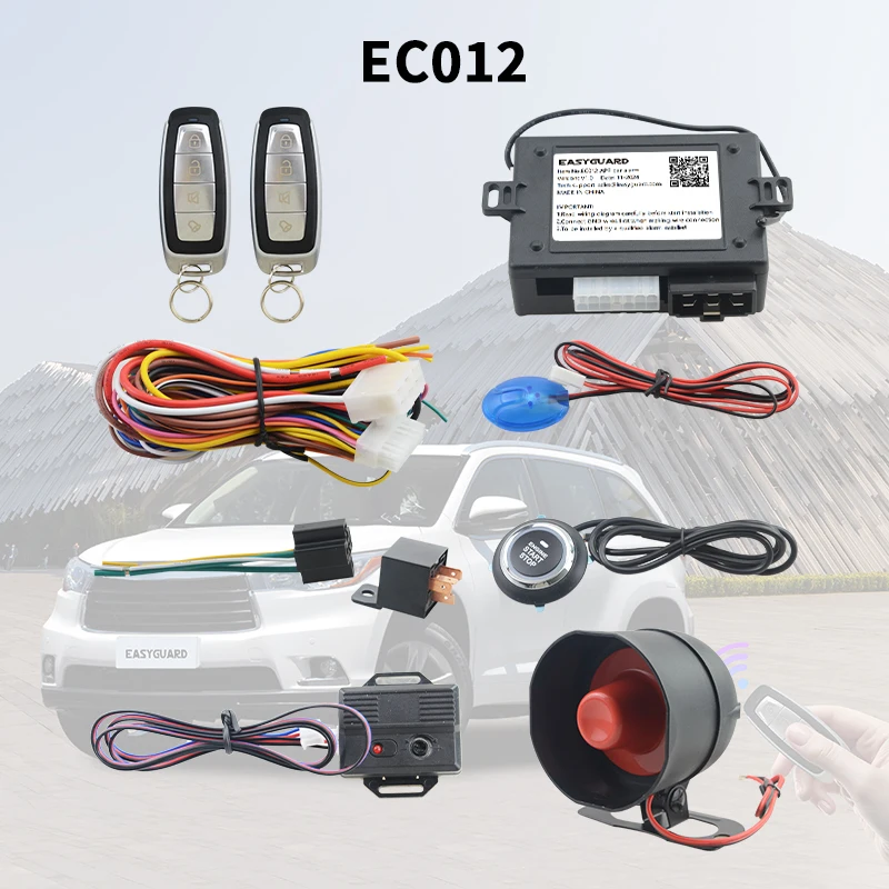 EASYGUARD EC012 Smartphone App Car Alarm System for Dc 12v Key Start Cars Remote Engine Start Stop Proximity Lock Unlock via app