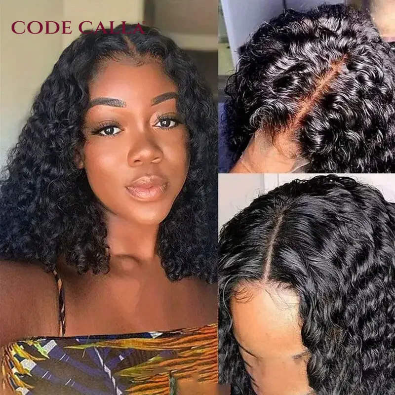 

Curly Glueless Bob Wigs PrePluck With Baby Hair Deep Water Wave Lace Wig shipping Glueless Wig Human Hair Ready to Wear