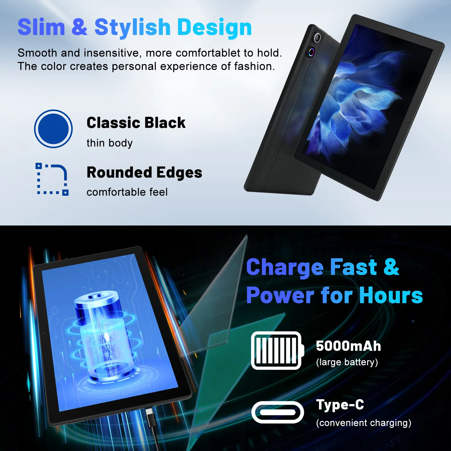 AEEZO A10L Tablet Android 14 da 10.1 pollici Schermo HD IPS Octa-Core 12GB + 64GB Stilo Tastiera Mouse Cuffie Tablet Android 2025