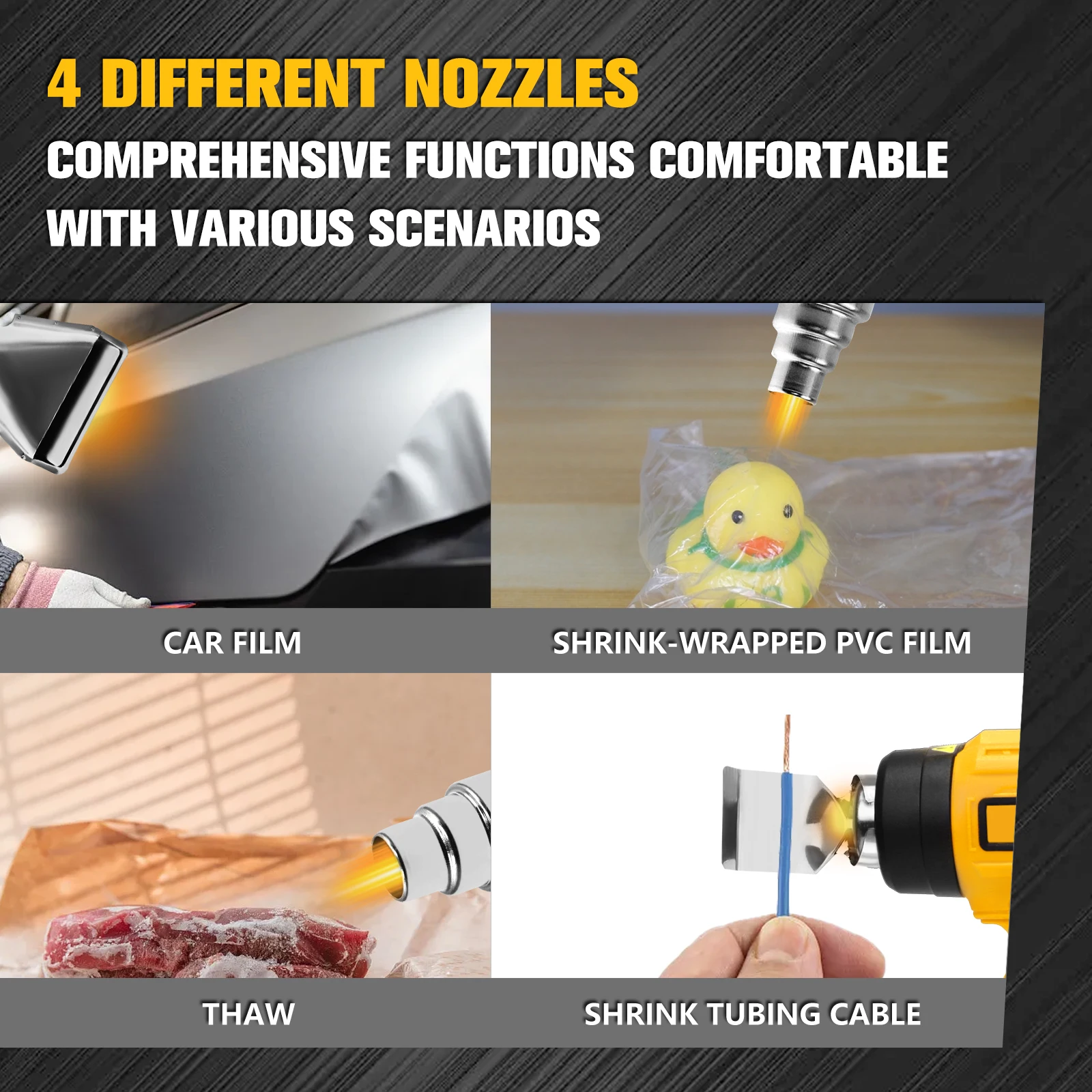 400W Cordless Hot Air Gun with 20V 4000mAh Li-ion Battery Handheld Electric Heat Gun Industrial Home Hair Dryer for Dewalt