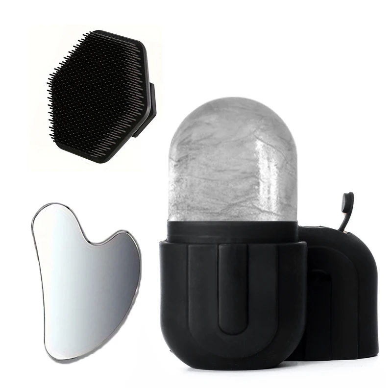 3-piece Home Cold Compress Ice Skin Set Ice Cube Mold Gua Sha Board Scalp Massage Comb Skincare Tools