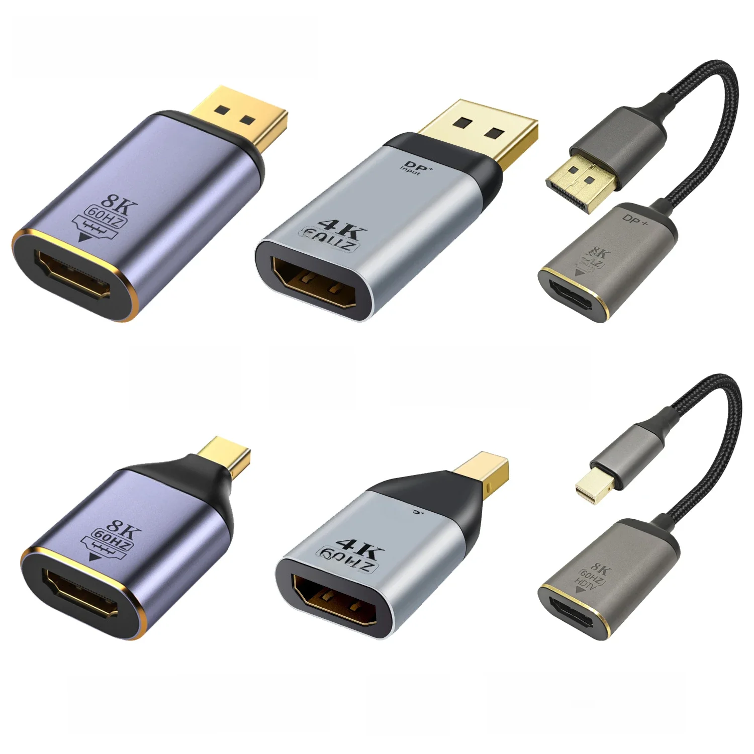 Câble DP1.4 vers HDMI2.1, mini adaptateur vidéo DP 1.2 vers HDMI 2.0 4K @ 60Hz 8K @ 60Hz, adaptateur DisplayPort pour PC, ordinateur portable, projecteur, moniteur