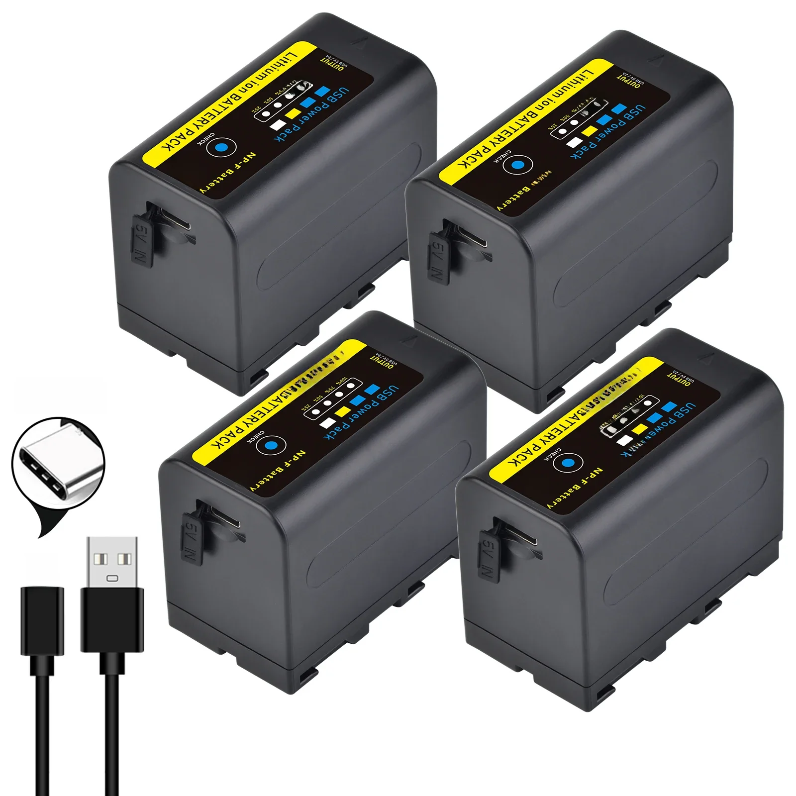Batmax 6400mAh NP F750 NP F770 LED Power Indicator batterij met Type C Poort voor Sony NP F960 F970 NP-F550 CCD-TRV58 V1J z1 - afbeelding 2