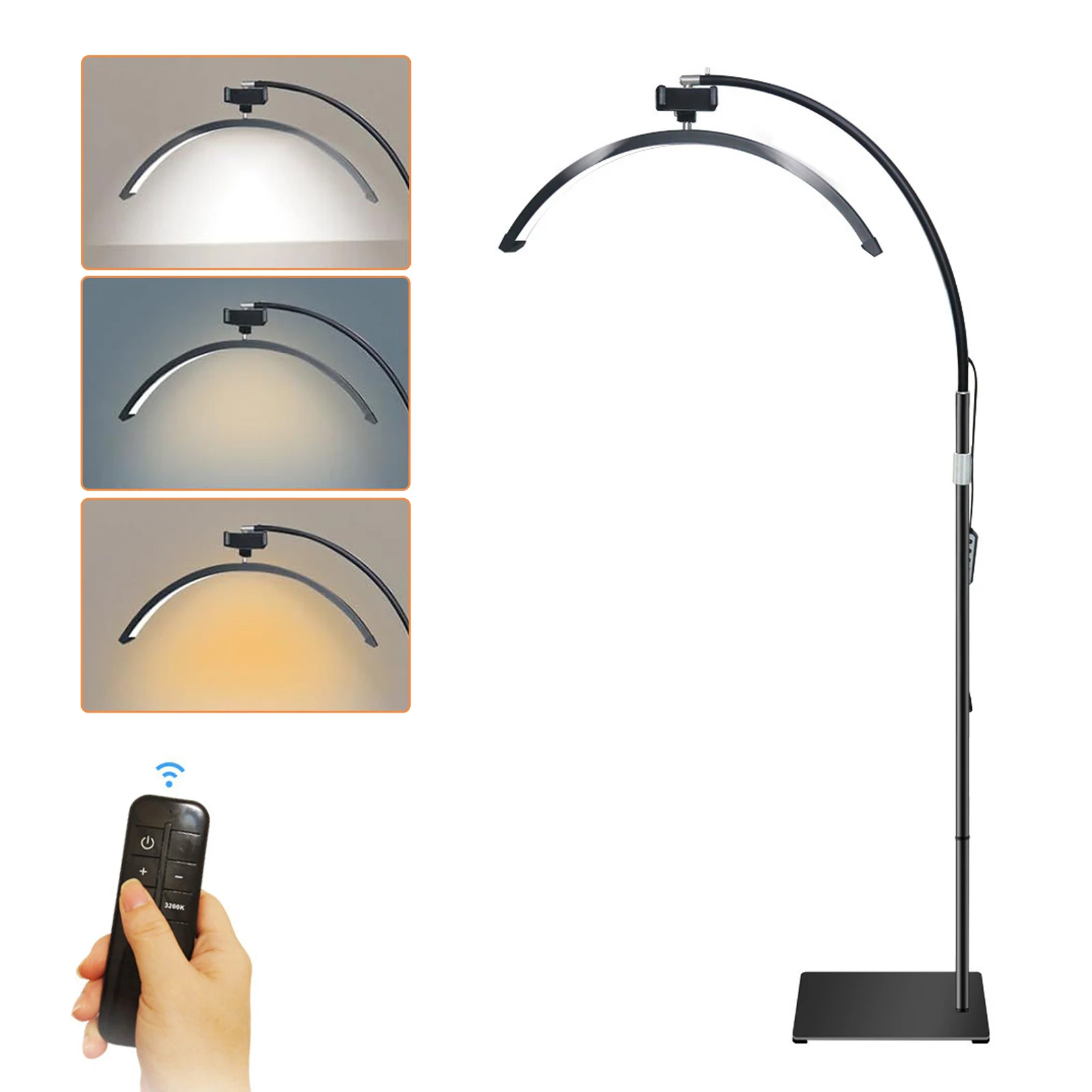 40W Boden-LED-Videoleuchte, 24 Zoll, Halbmondförmig, 3200K-5600K Dimmbar, für Beauty, Gesichtsbehandlungen und Hautpflege