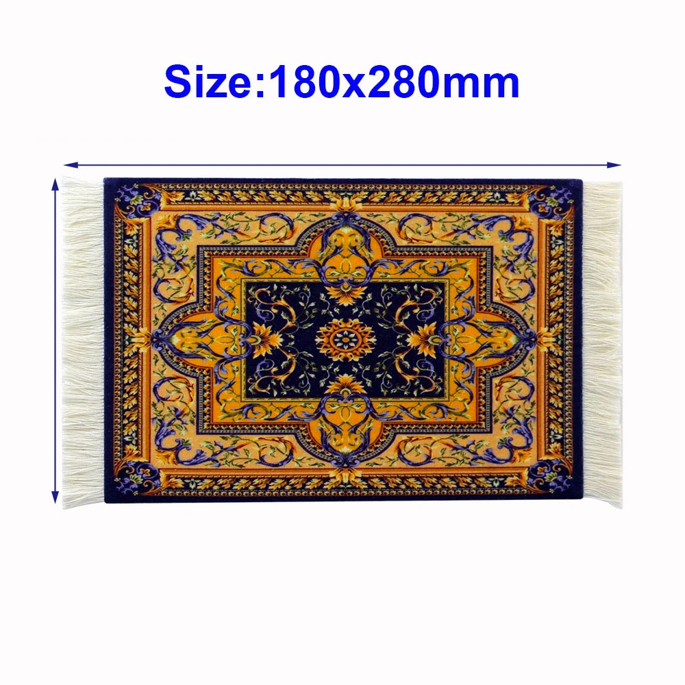 Persian carpet Woven flower small coaster wholesale merchants cheap mouse pad desk mat retro style rubber non-slip computer mats