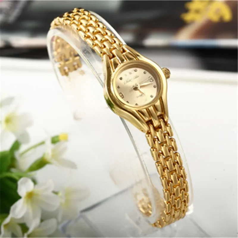 Bracelet doré montre pour femmes petit cadran de luxe dames montre-Bracelet en acier élégant Quartz femme horloge mode cadeau reloj mujer