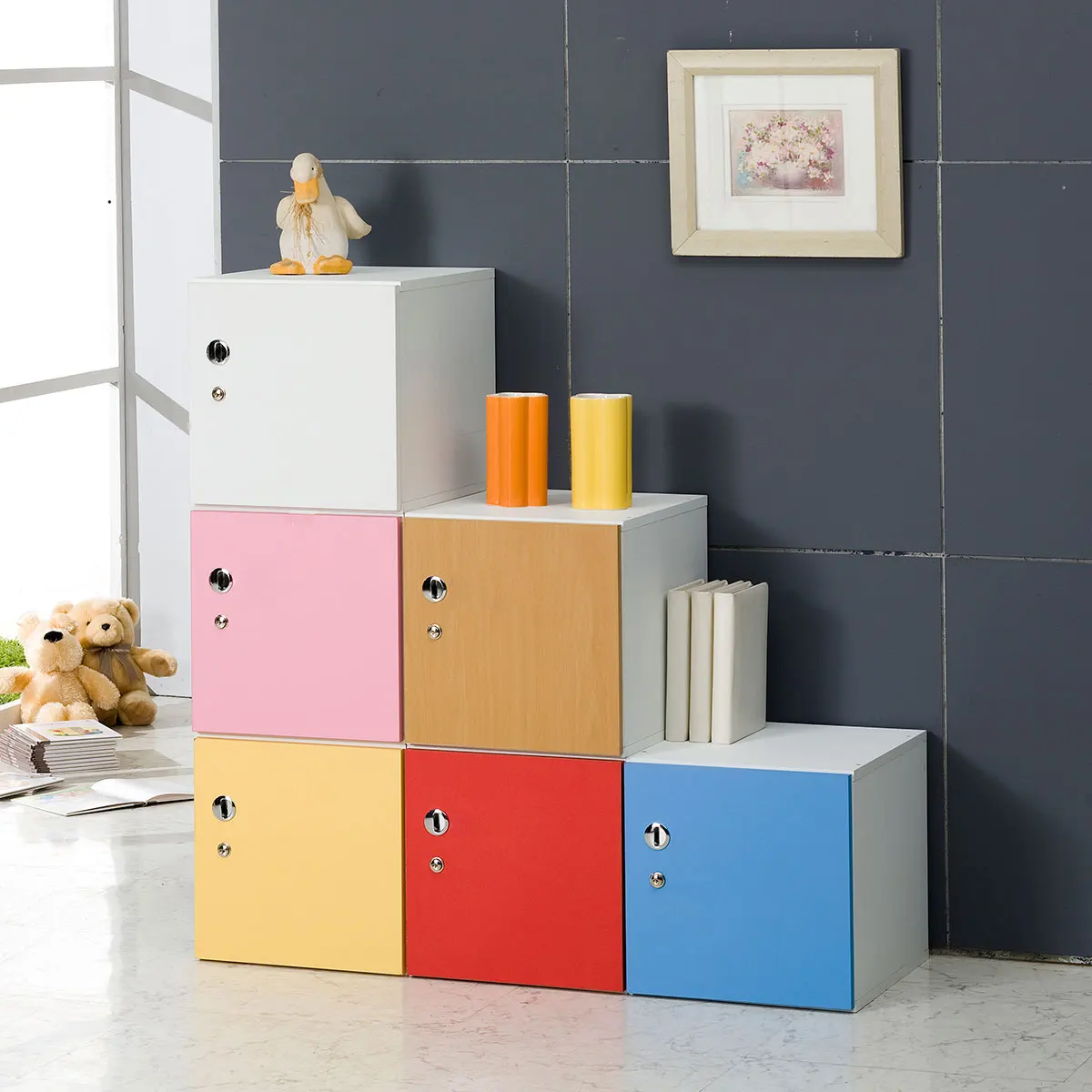 Color mini locker 35x42x35cm, lock key, personal locker, Space box