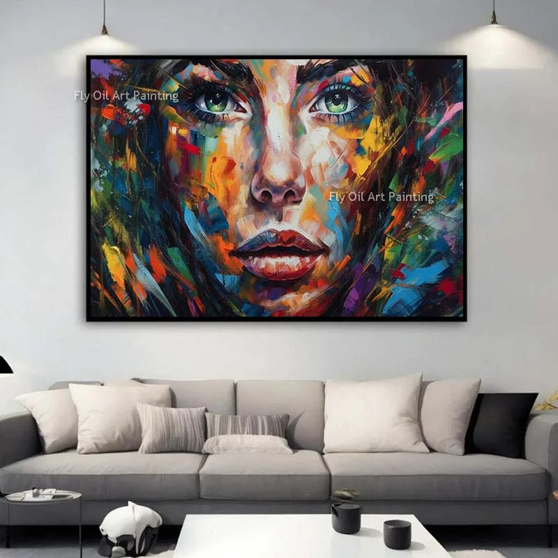 

Abstract Beauty In Vibrant Colors Oil Painting Handmade Woman'S Face Canvas Painting Impression Artwork Unframed For Home Decor