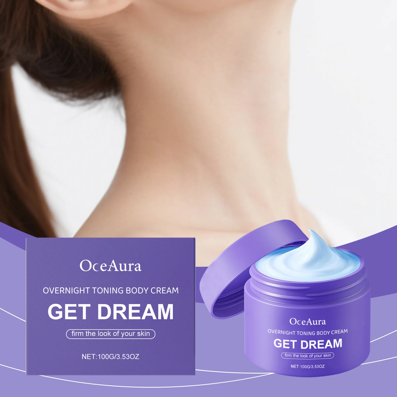 

Oceaura 100g Body Moisturizing Cream Gentle Care Refreshing Rejuvenate Skin Daily Massage Smooth Texture Tightening Body Cream