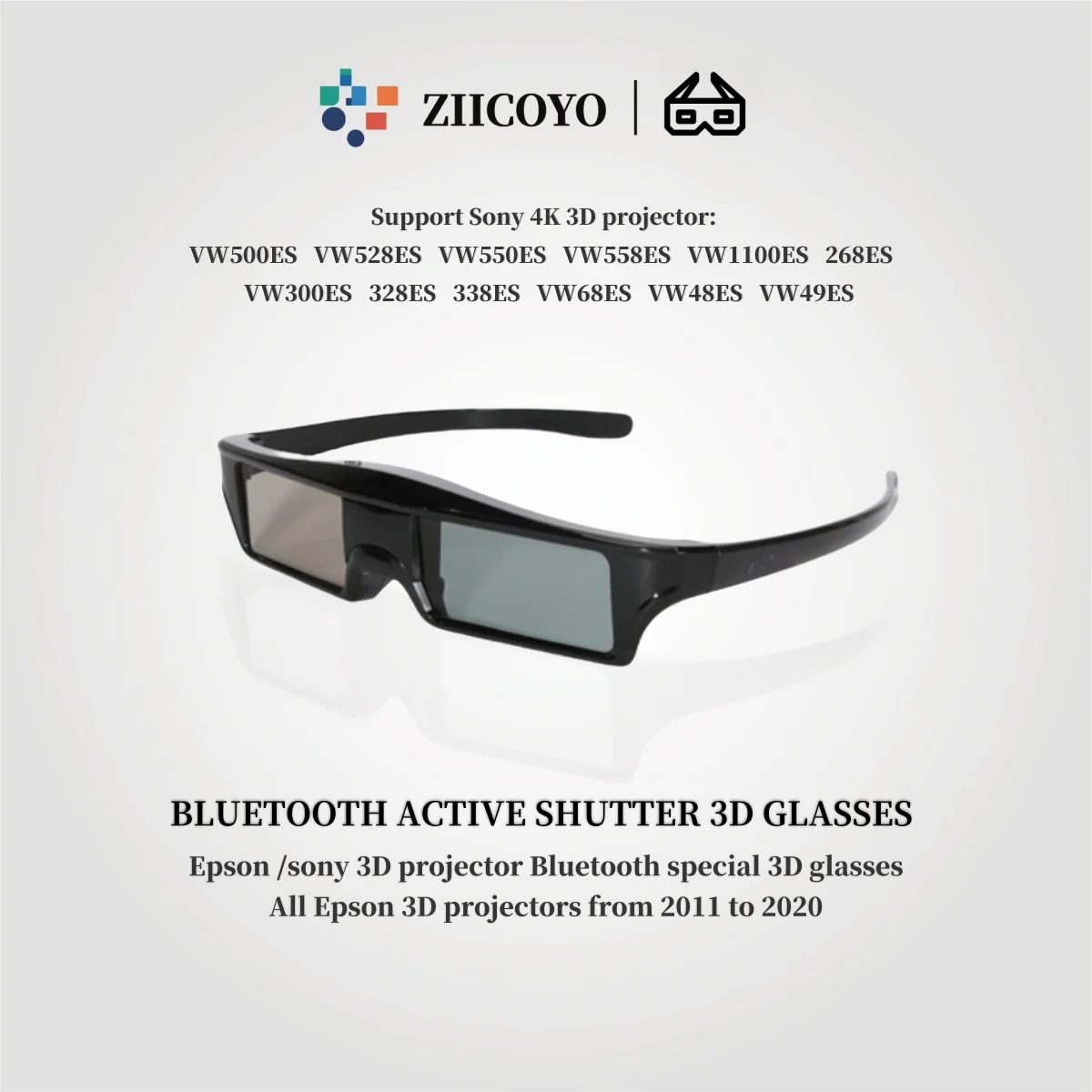 3D Glasses for Epson projector 3D glasses TW5400 / 5700 / 5800 / 7000 / 7400 Bluetooth active shutter 3D glasses