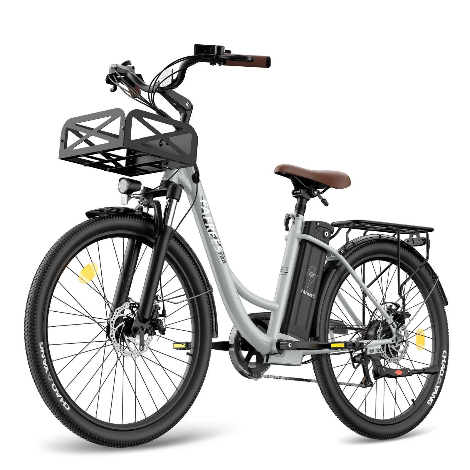 FAFREES elektrische fiets voor volwassenen, 26 inch City Cruiser Ebike met 250W motor, 95-120 km bereik, elektrische fietsen voor volwassenen met 36V 25Ah accu, verstelbare stuurpen, 7 versnellingen,
