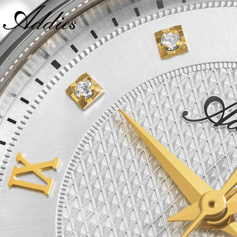 ADDIES Fashion Quartz Women Watch 31mm Sapphire Crystal Diamond Dial Stainless Steel 50m Waterproof Business Woman Wristwatch