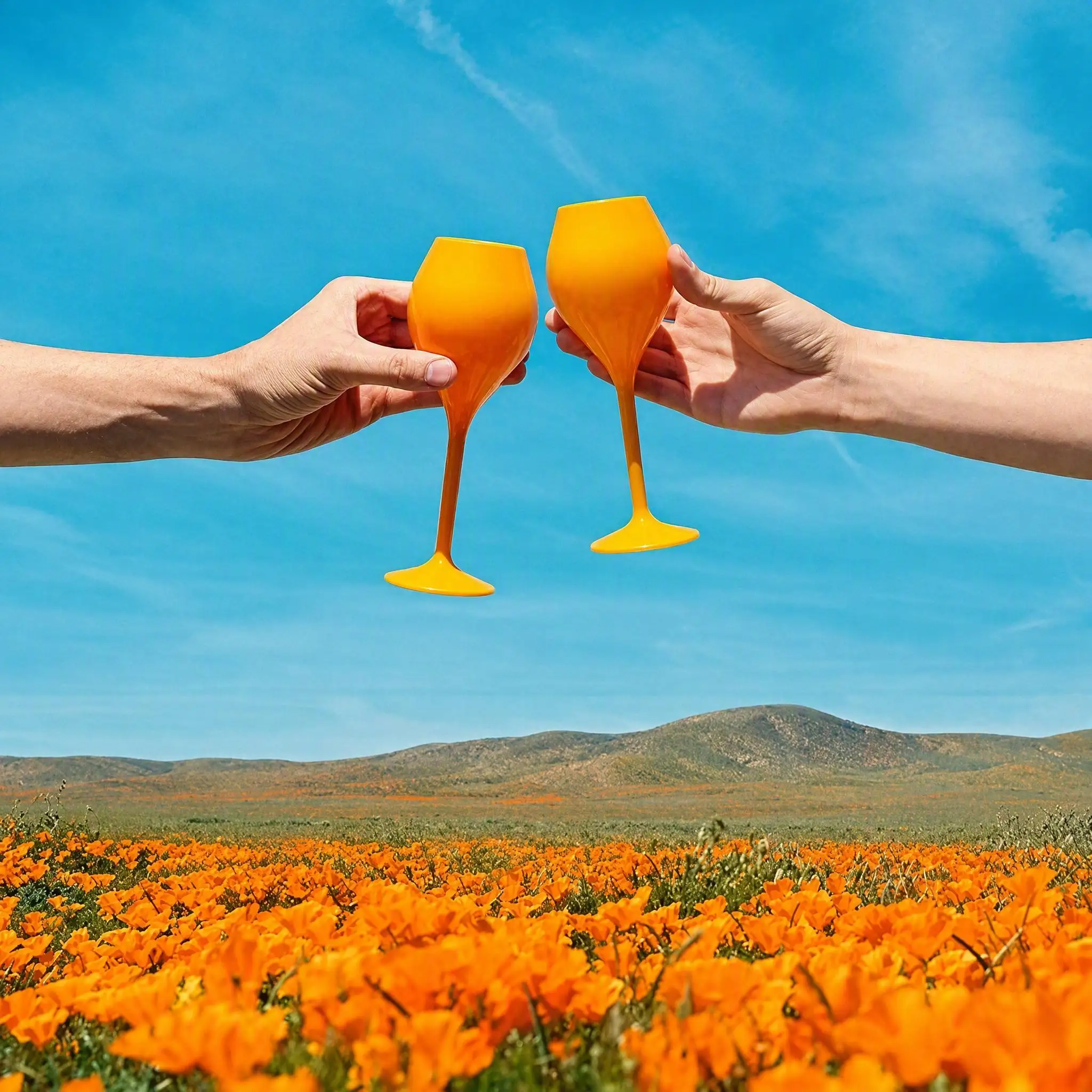 6Pcs Set 130ml Without Logo Yellow Trendy Champagne Flutes Polycarbonate Acrylic Poolside Glasses Goblets