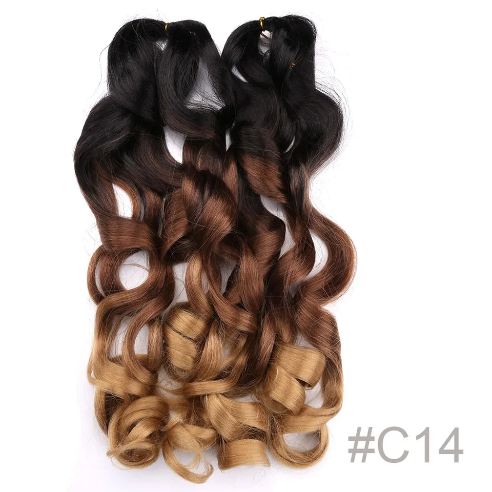 Trenzas de crochet sintéticas Loose Wave Spiral Curl, ombre, preestiradas, para mujer, rizos franceses 2