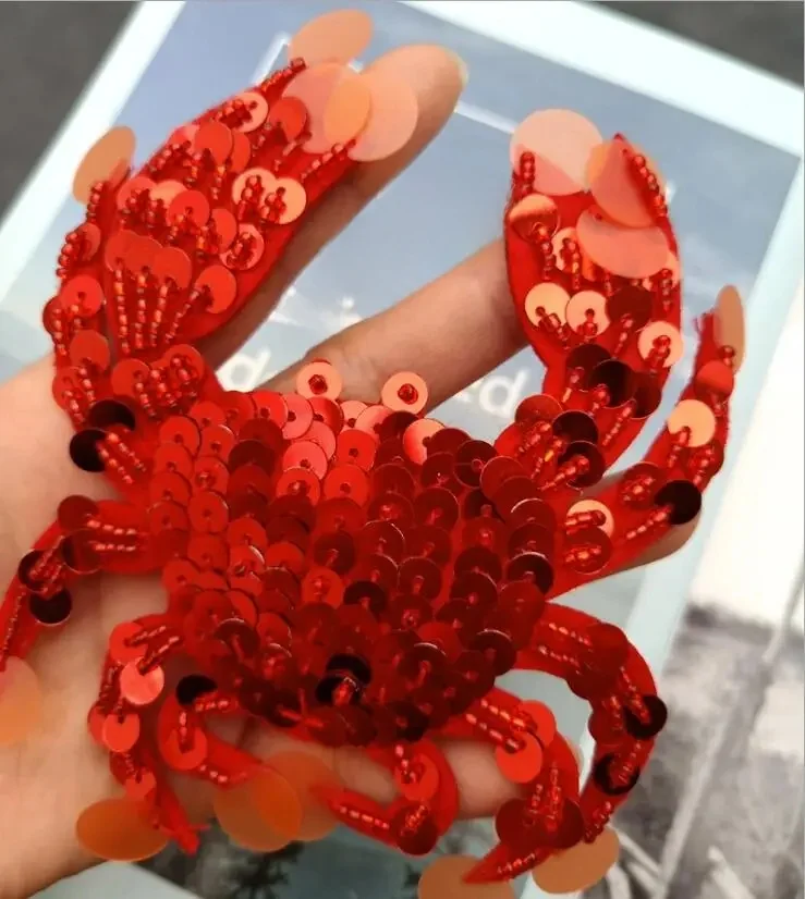 1 sztuk Rhinestone krab zroszony łatka do szycia odzieży na aplikacja z koralików koszula buty torby odzież DIY naszywki dekoracyjne — zdjęcie 2