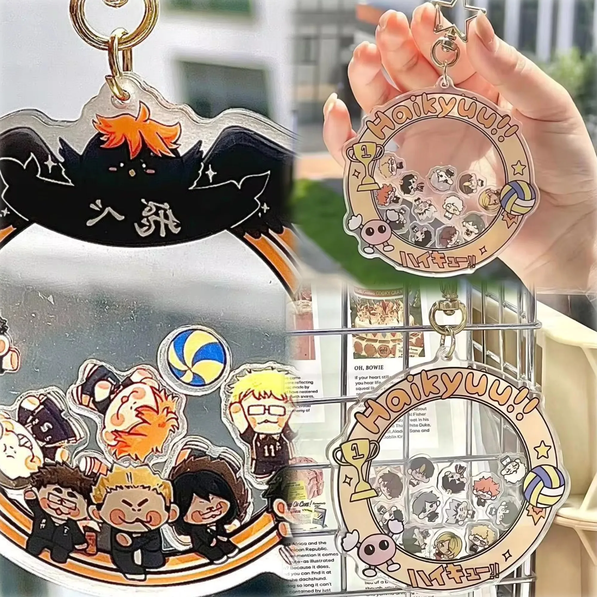 Anime Haikyuu!! LLavero acrílico figura de acción dibujos animados divertido llavero Shagable colgante bolsa decoración accesorios regalos