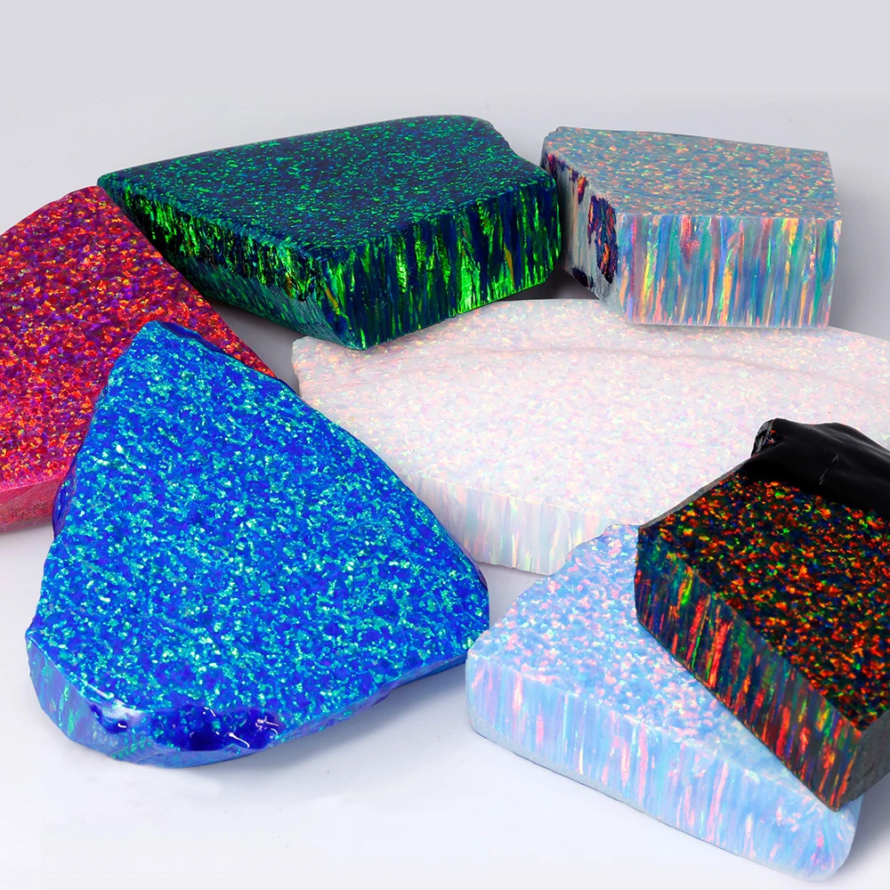 Synthetic Opal Faceting Rough Lab Created Block Fire Opal Raw Stone for Gem Cutting - Various Sizes - Wholesale Price