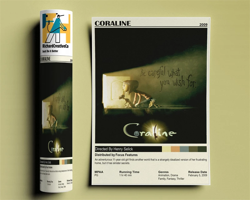 ملصق فيلم كلاسيكي قديم, صرخة جمالية, كورالين, رقص بين النجوم, فيلم رعب قديم, طباعة قماش عتيقة, فن جداري, ديكور الغرفة #4