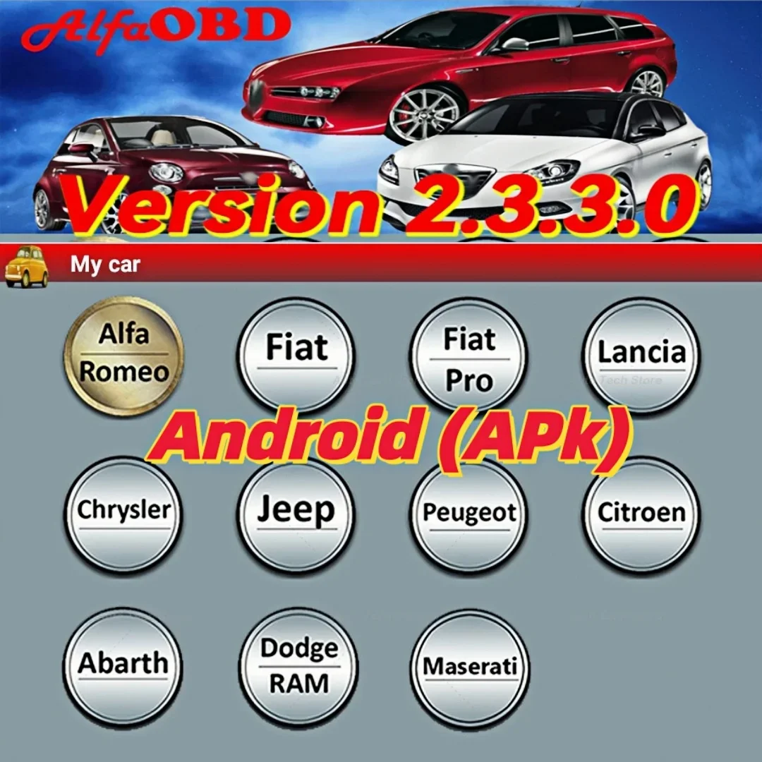 New AlfaOBD 2.3.3.0 (for Android) Full Licensed diagnostic Alfa Fiat Lancia Abarth Dodge RAM Chrysler Jeep Peugeot Citroën