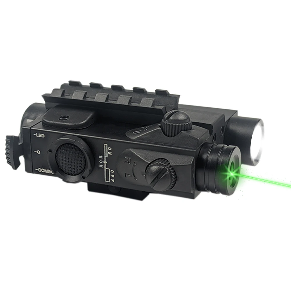 Low Profile Green Laser Light Combo with Momentary and Strobe for Rifle, Weapon Light with Pressure Switch, IR Laser Flashlight