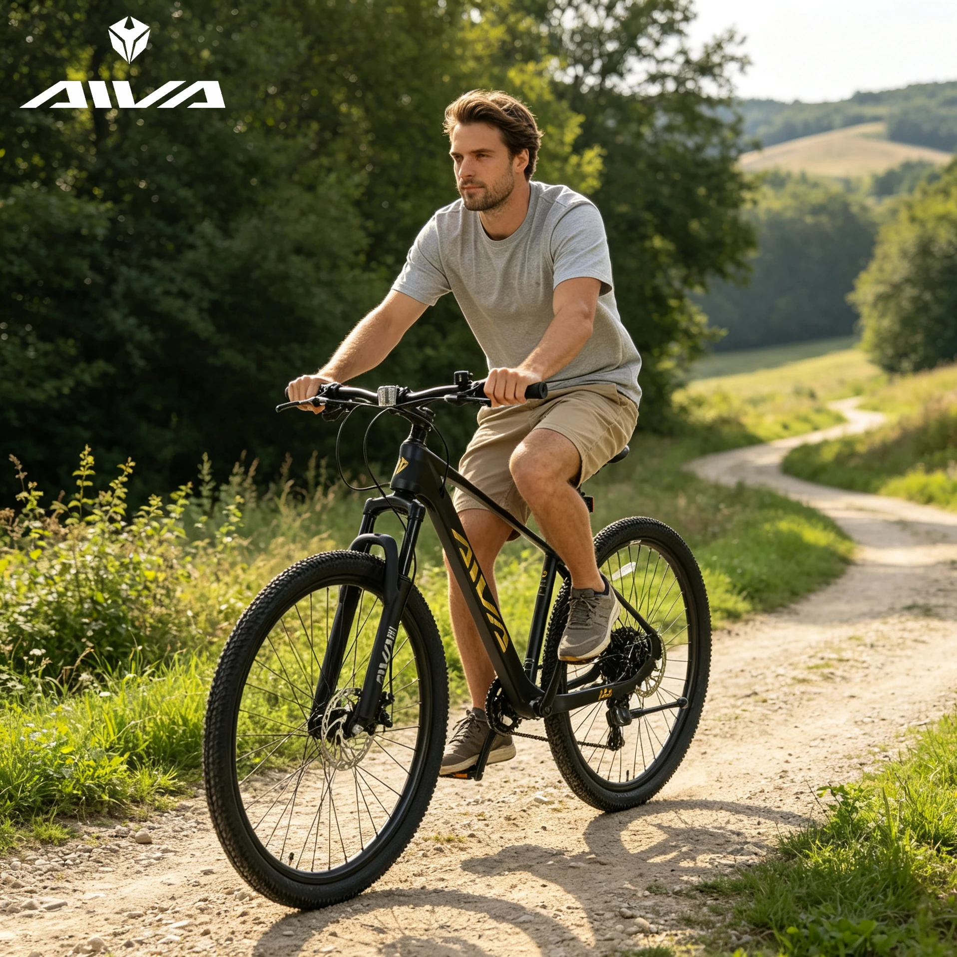 AIVA MT275FS, mountain bike con telaio rigido da 27,5 pollici, 8 velocità, bicicletta per adulti, telaio leggero in lega di magnesio, forcella ammortizzata, freni a disco anteriori e posteriori.