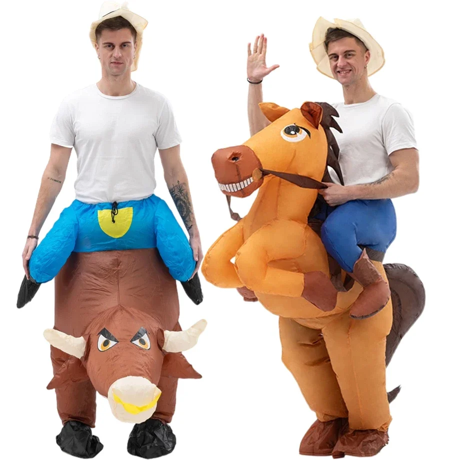 Costume de Cowboy Gonflable Amusant pour Halloween, ixde Carnaval de Noël, Jeu de html, Bulljean Espagnol Trempé