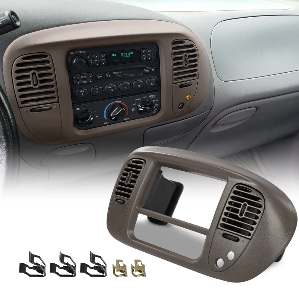 

Crossdesign Car Brown Center Dash Radio Air Vent Bezel Trim Fit for 1997-2003 Ford F150 Expedition Durable Sturdy Strong