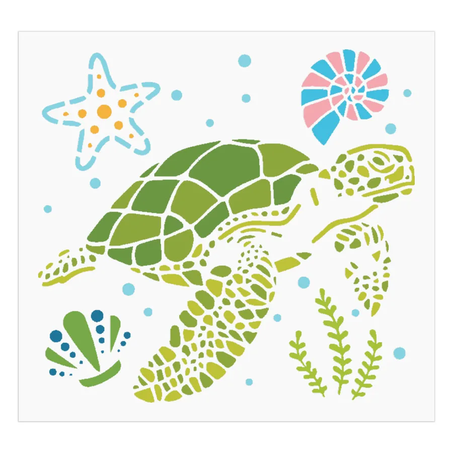 1PC 11.8inch Sea Turtle Stencil Template for Painting DIY Wall Wood Fabric Ocean Theme Decor
